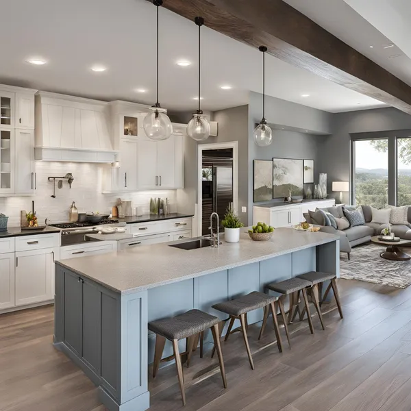 modern interior design for open concept kitchen and living room 03